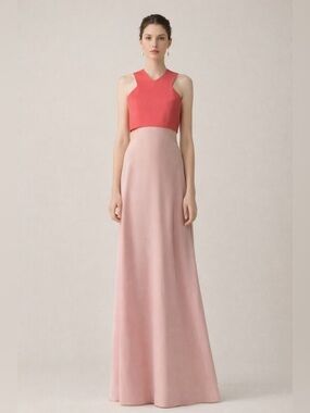 Jill Jill Stuart Two-Tone Popover Gown in blush pink and powder colors